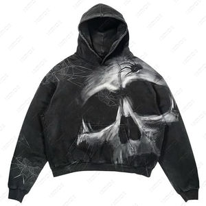 เสื้อฮู้ดมีซิปไซส์ใหญ่พิเศษสำหรับผู้ชายผ้าฝ้าย100% ซักได้กรดพิมพ์ลาย DTG - Product Image 4