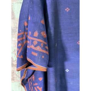 Indigo Jamdani <b>Kaftan</b> with Straight Silhouette - Product Image 1