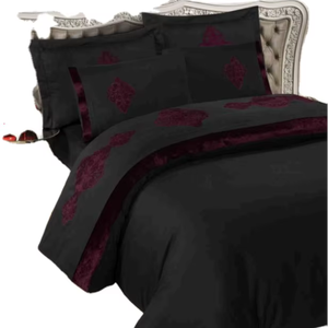 Juego de Ropa de Cama de Lujo de 6 Piezas, Tamaño King, Algodón Satinado, con Bordado Floral, Incluye Funda Nórdica, Sábana Ajustable y Fundas de Almohada para Uso Doméstico - Product Image 1