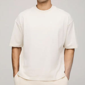 T-shirt surdimensionné de haute qualité à épaules tombantes pour hommes 100% coton T-shirt uni personnaliser logo T-shirt blanc pour hommes - Product Image 1