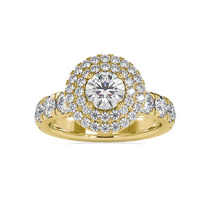 Bijoux personnalisés, fiançailles, diamant naturel, Solitaire, mariage, bague d'éternité en forme de Double Halo, ensemble de pavé d'éternité, vente en gros - Product Image 2