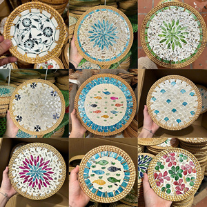 natural seagrass <b>and</b> rattan woven <b>placemats</b> - decorative round plate chargers for home styling <b>and</b> insulated tea <b>coaster</b> set - Product Image 5