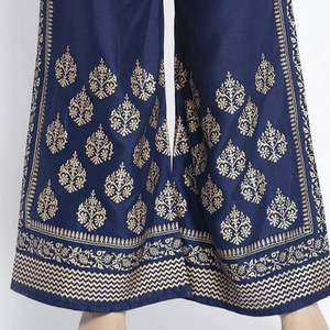 กางเกงพาลาซโซสำหรับผู้หญิงลายลูกไม้สีฟ้าเสื้อผ้าลำลอง - Product Image 2