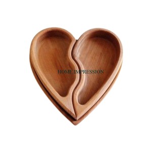 จานไม้รูปหัวใจหักถาดสำหรับใช้ในร้านอาหารโรงแรม - Product Image 1