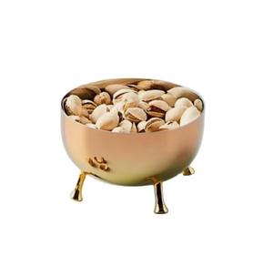 Bol à fruits à fleurs vintage en laiton antique Bols à dates polies en métal - Product Image 1