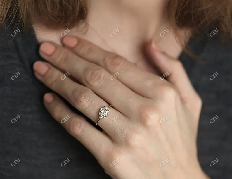 Peer Gesneden Moissanite Cluster Verlovingsring Oost West Peer Diamant Trouwring 10K Geel Goud Half Eeuwigheid Belofte Ring Vrouwen