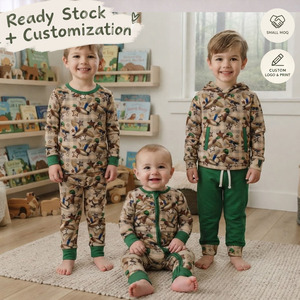 Conjuntos de Pijama y Sudadera con Capucha de Manga Larga con Estampado de Pato y Cuadros para Niños, Ropa con Estampado de Pato para Niños, OEM/ODM - Product Image 1