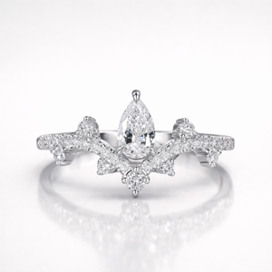 Anillo de Boda de Oro de 14K con Diamante Moissanita de Corte Pera Redondo, Elegante Anillo de Diamante Moissanita de Corte Pera Redondo para Bodas - Product Image 3