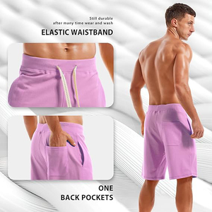fleece <b>shorts</b> <b>men</b> casual soft cotton fabric elastic waist relaxed fit gym <b>lounge</b> summer wear - Product Image 4