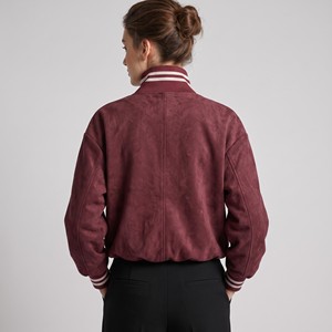 Teddy <b>Jacket</b> with Zipper, Loose Fit, <b>Suede</b>-Like Fabric, Striped Stand-Up Collar, Pockets, One Size Fits All (Sizes 36–44) - Product Image 2