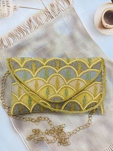 Designer Handmade Fashion Satin Clutches Crystal Stone Beaded Embroidery Multi Color Elegant Bridal Evening - Product Image 3