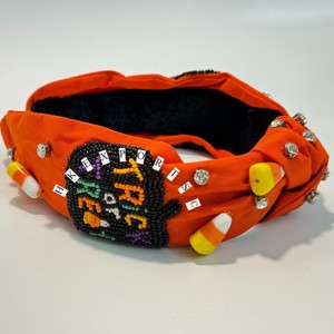 Handcrafted Black and <b>Orange</b> Spooky Trick & Treats Halloween Beaded Headband Festive <b>Hair</b> <b>Accessory</b> for a Boo-tiful Look - Product Image 3