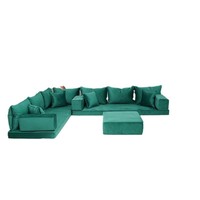 Canapé-Lit de Sol Majlis en Forme de L | Assise Modulable Arabe Marocaine | Canapé Convertible en Velours CertiPUR-US
