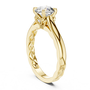 แหวนหมั้นเพชรกลมกลมสีทองสำหรับงานแต่งงาน14K ที่ได้แรงบันดาลใจจากวินเทจ - Product Image 4