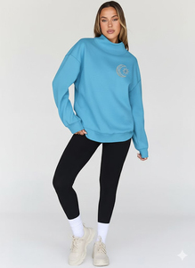 Sudadera con estampado personalizado para mujer, sudaderas de poliéster/algodón, sudadera de cuello alto de gran tamaño para mujer - Product Image 2