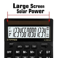 Calculatrice Scientifique Professionnelle Premium 14 Chiffres à Énergie Solaire Robuste pour Bureau, Double Alimentation, Fonction de Réinitialisation Automatique pour