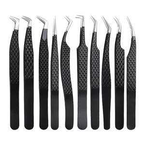Pinzas de pestañas con punta de fibra de acero japonés con patrón de agarre de diamante antideslizante anticorrosivo LashPlus - Product Image 6