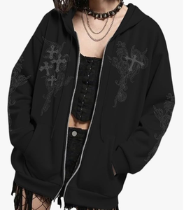 Pullover <b>Hoodies</b> Y2k Jacket Gothic Grunge Cross Hoodie Baggy Streetwear <b>Emo</b> Winter Digital Printing Sweater Aesthetic Clothes - Product Image 3