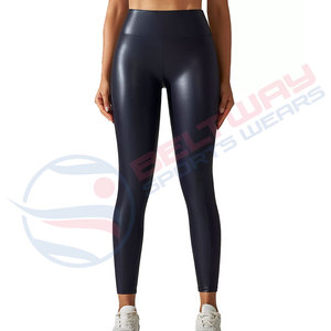Pantalones de cintura alta sexy para mujer Pantalones de cuero de alta calidad hechos en fábrica profesionales delgados para mujer - Product Image 1