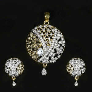 Labono Art American Diamond & <b>Gold</b> Plated Pendant <b>Set</b> FAW0002-Premium Fine <b>Jewelry</b> - Product Image 1