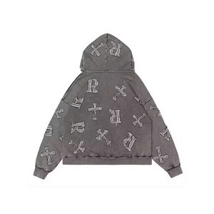 Sweats à capuche surdimensionnés personnalisés pour hommes, été, 100% coton, respirants, vintage, vente en gros - Product Image 6