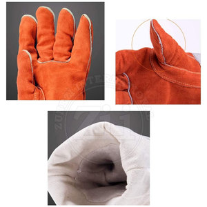 Gants de soudage en cuir robustes et personnalisés, doublure polaire, résistance au feu, protection contre les éclaboussures de métal fondu, service OEM, MIG/TIG - Product Image 3