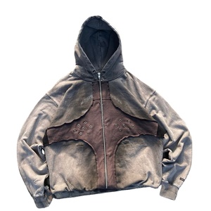 Personnalisé Vintage Solide Zip-up Hoodies pour Hommes Soleil-Faded Hommes À La Mode D'hiver À Capuche Veste Respirant Élégant Streetwear - Product Image 2