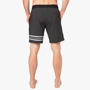 กางเกงว่ายน้ำขาสั้นผ้าแคนวาสสีล้วนผ้ายืด4ทางแห้งเร็วดีไซน์โลโก้ - Product Image 3