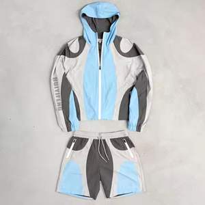 2025 Summer Two Piece <b>Hoodie</b> <b>And</b> <b>Shorts</b> <b>Set</b> Custom Solid Color Zip up Long Sleeve Breathable Fabric For Sale - Product Image 3