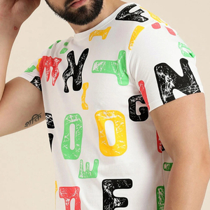 Precio al por Mayor, Servicio OEM, Camiseta Casual de Cuello Cuadrado para Hombre, 100% Algodón, Impresión Digital, Estilo Urbano Satinado - Product Image 6
