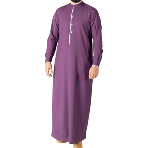 Túnica Moderna Saudí para Hombre, Color Gris Carbón, Jubba Islámica de Manga Larga, Dishdasha Árabe para Hombre, Vestido Kandura Minimalista - Product Image 5