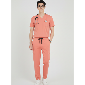 Cómodo y suave juego de exfoliación médica para hombres Fácil cuidado Cuello en V Top exfoliante Embalaje personalizado Enfermeras Scrub Uniforme Hecho en Vietnam - Product Image 1