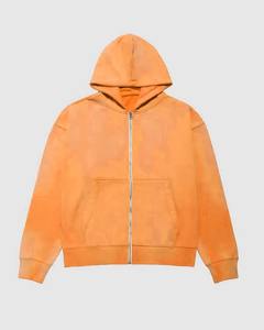 เสื้อมีฮู้ดสไตล์สตรีทสีฟ้าโอเวอร์ไซส์ผ้าฝ้ายผ้าเทอร์รี่ทำให้เสียกรดแบบวินเทจ - Product Image 1