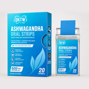 Tiras Orales de Ashwagandha de Absorción Rápida OKTW KSM-66, Alivio del Estrés, Relajación, Apoyo para Dormir, 600 mg, 20 Tiras - Product Image 1