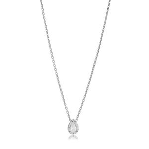 Collar con Colgante de Circonita Blanca Transparente en Forma de Pera, Joyería Turca Hecha a Mano al por Mayor, Plata de Ley 925 - Product Image 4