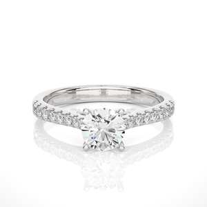 Anillo de Diamantes Cultivados en Laboratorio de Corte Redondo de Estilo Clásico, Anillo de Boda, Anillo de Eternidad en Oro Sólido de 14K, Joyería para Mujer, Certificado IGI - Product Image 1