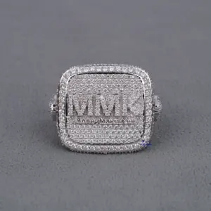Новое поступление, стильное кольцо в стиле хип-хоп, изготовленное из белого золота 14 тыс, с улучшенными vvs прозрачными муассанитовыми бриллиантами