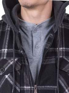 Haute qualité hommes flanelle vestes pour hommes grands et grands fermeture éclair hiver poches veste sweats à capuche pour hommes à capuche polaire chemise 2025 - Product Image 4