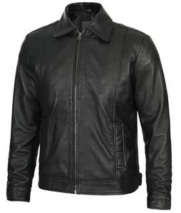 Chaqueta de Cuero de Oveja Genuino Negro Hecha a Medida de Alta Calidad para Hombre, Chaqueta de Manga Larga de Invierno para Exteriores a la Moda para Hombre - Product Image 3