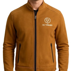 Pro-Style Custom OEM Men’s Anti-Wrinkle Suede <b>Jacket</b> Faux Suede Bomber Coat Casual Slim-Fit <b>Zipper</b> <b>Jacket</b> with Stand Collar - Product Image 1