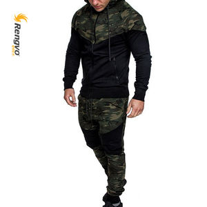 Conjuntos de chándal de talla grande para hombre a la moda, ropa deportiva con estampado de camuflaje de 2 piezas, chaqueta informal transpirable de secado rápido, Pantalones - Product Image 3