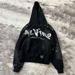 Sweat à capuche vintage personnalisé 500gsm en éponge française de haute qualité, grande taille, fabrication de vêtements, sweat à capuche lourd - Product Image 2