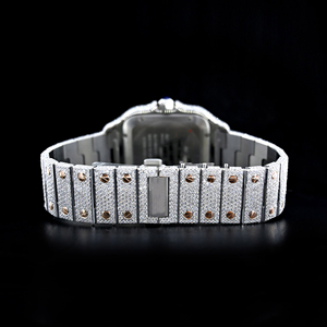 Haute qualité de luxe mode affaires affichage analogique VVS clarté Moissanite diamant clouté verre acier inoxydable résistant à l'eau - Product Image 3