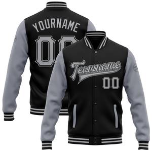Vente en gros dans l'industrie directe de bombardier décontracté hiver personnalisé rose violet-noir veste Letterman universitaire à snap complet - Product Image 3