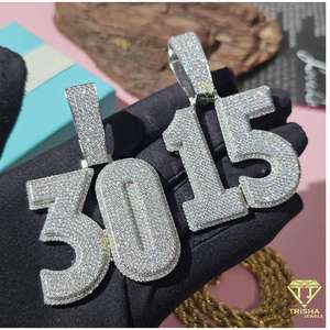 จี้ตัวเลขวันเกิดประดับ925เงินสเตอร์ลิงเครื่องประดับฮิปฮอปเพชร VVS Moissanite - Product Image 3