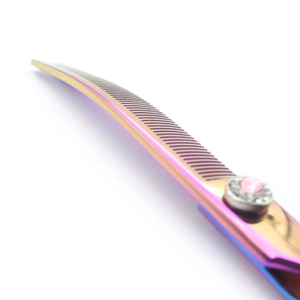 Tijeras de adelgazamiento curvadas para el cuidado del perro mascota profesional de alta calidad Rosa 7,25 pulgadas 440C acero inoxidable - Product Image 2