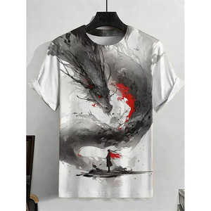 T-shirts décontractés 100% coton pour hommes T-shirt surdimensionné à col en O avec logo imprimé Design Streetwear personnalisé Impression photo 220 grammes - Product Image 5