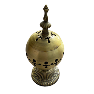 Classic Design Round Shape Incense And <b>Bakhoor</b> <b>Burner</b> Handmade Gold Plated Brass Indoor Oud <b>Burner</b> From India - Product Image 2