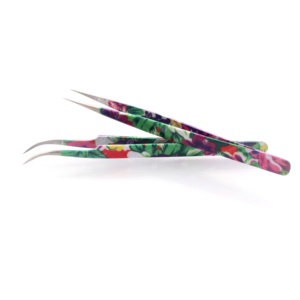 Pince à épiler en acier inoxydable japonais de haute qualité avec pointe en fibre, couleur titane, antistatique - Product Image 3