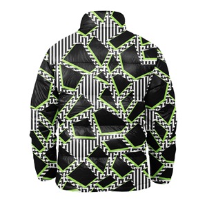 Veste matelassée noire personnalisée OEM pour hommes, tenue d'hiver longue avec col montant et capuche, décoration de poche, matériau chaud - Product Image 3